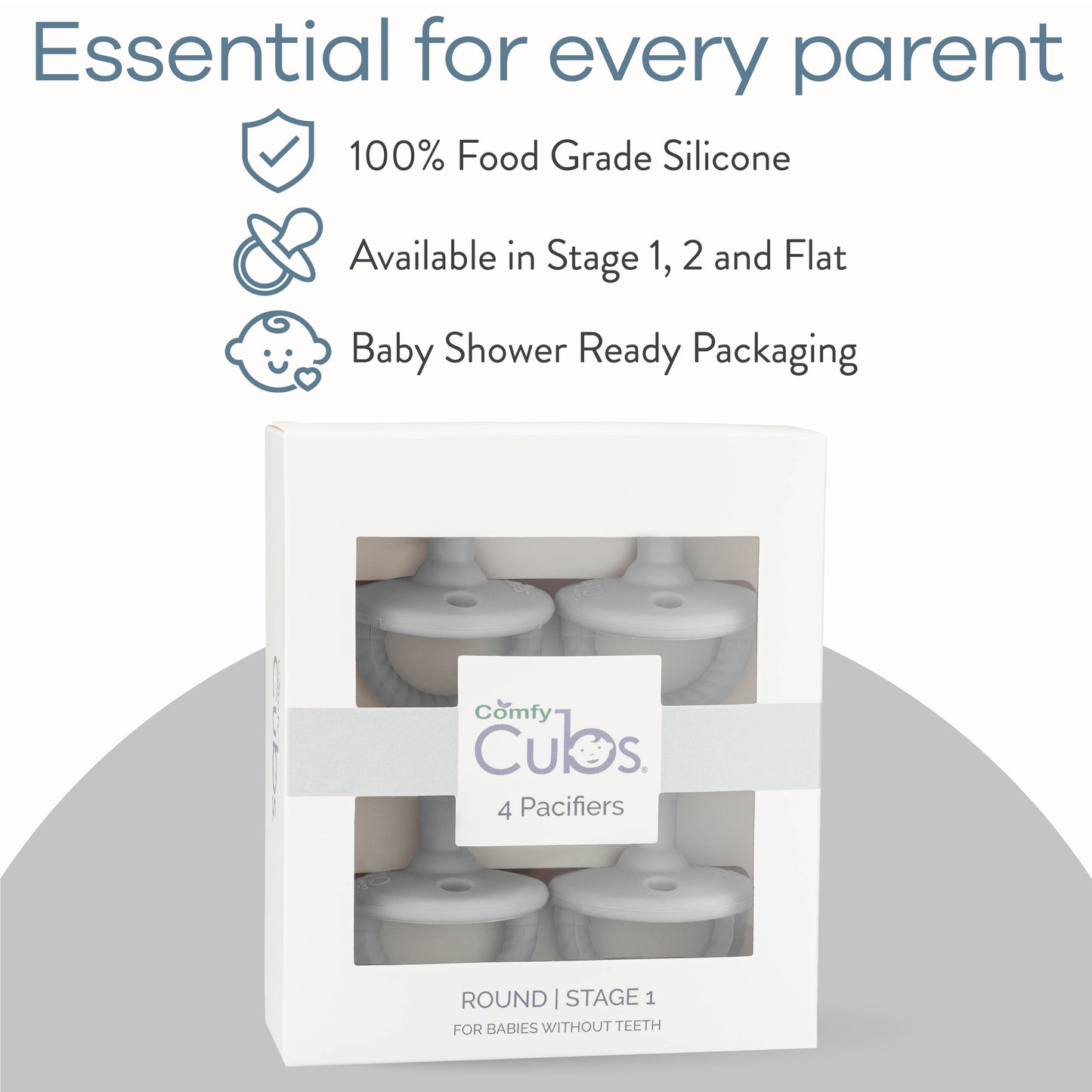 Pacifiers in Grey, 4 Pack