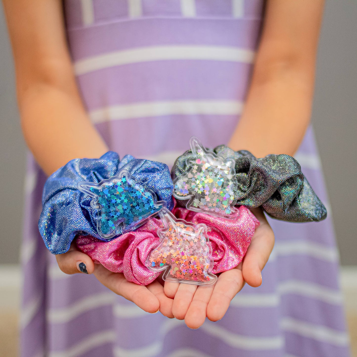 Unicorn Shaker Glitter Scrunchie - Blue