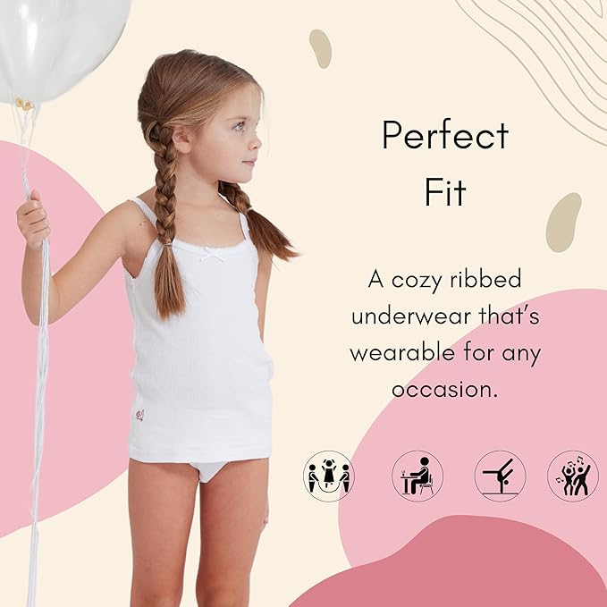 Feathers Girls Solid White Snug Fit Tagless Briefs Underwear - 100% Cotton Super Soft Panties
