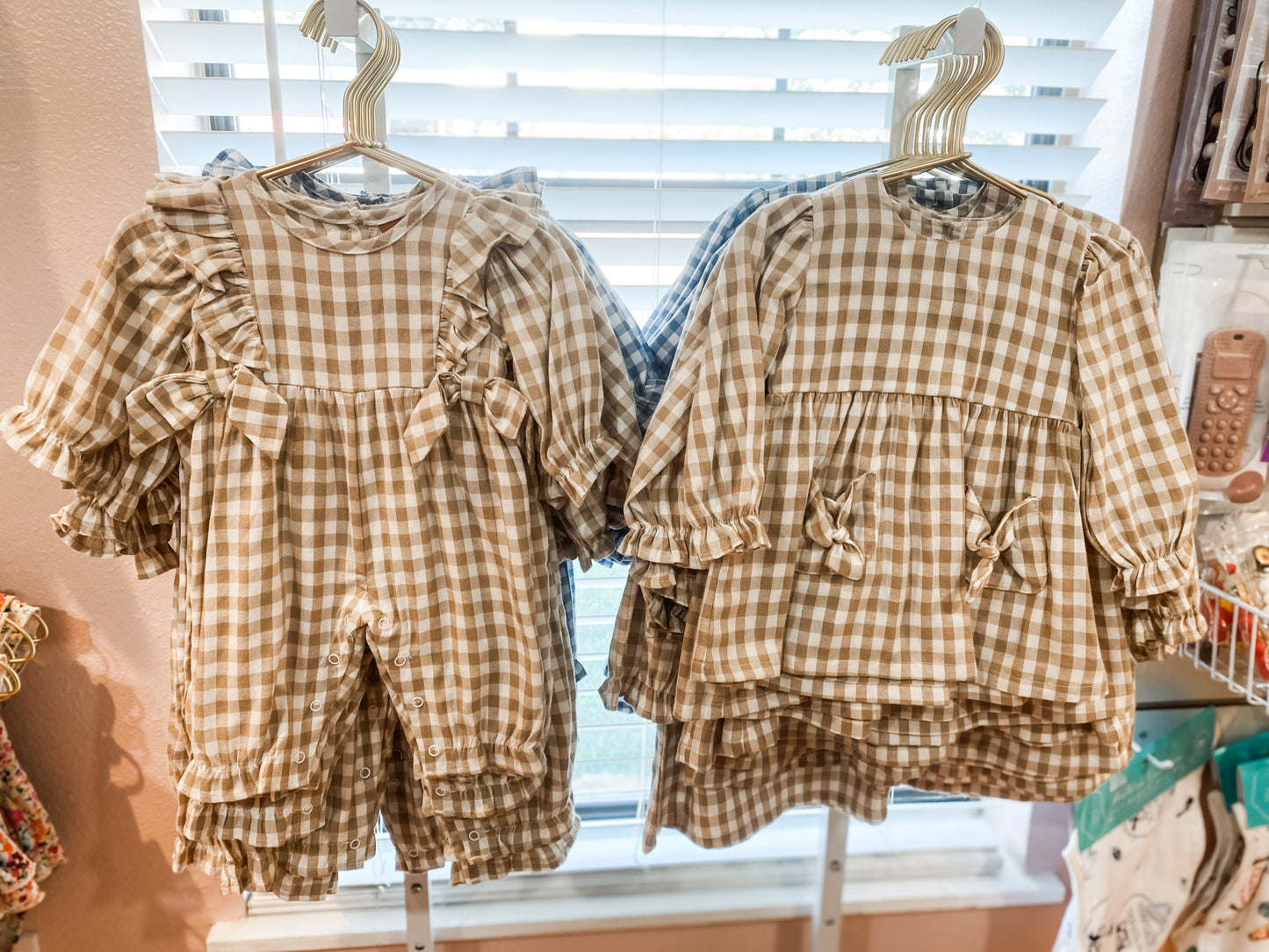 Jordyn Dress – Khaki Gingham Girls Outfit