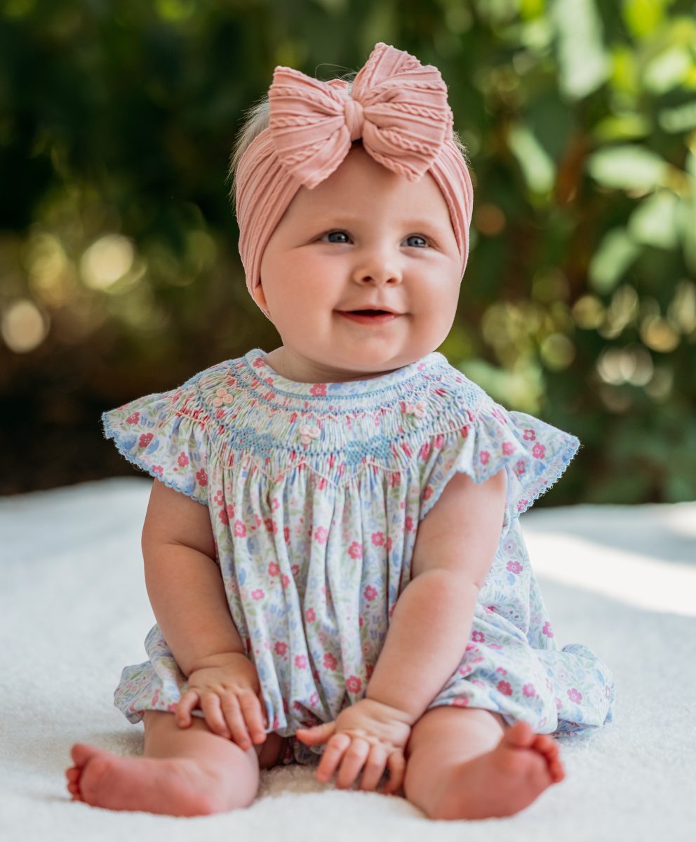 In Full Bloom Smocked Geo Bubble – Baby Girls