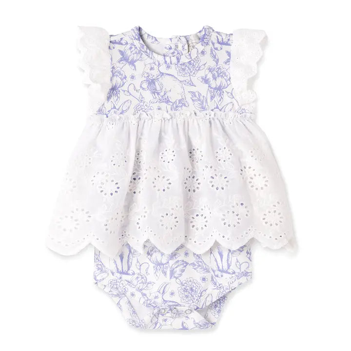 Bunny Toile Eyelet Skirted Bodysuit