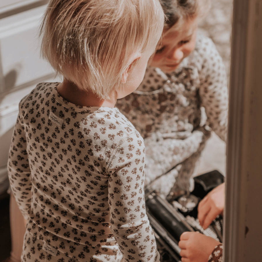 The Printed Long Sleeve Tee - Neutral Floral