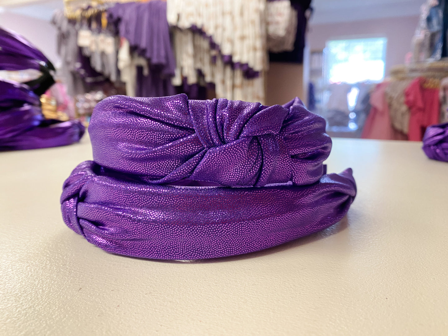 Top Knot Headband in Purple Shimmer
