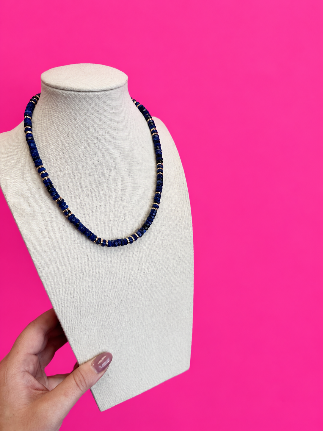 Layering Disc Bead Necklace - Navy