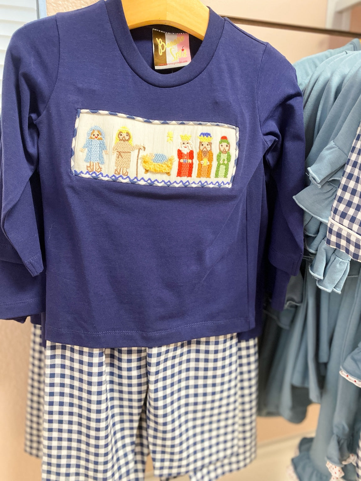 Nativity Smocked Boys Pant Set