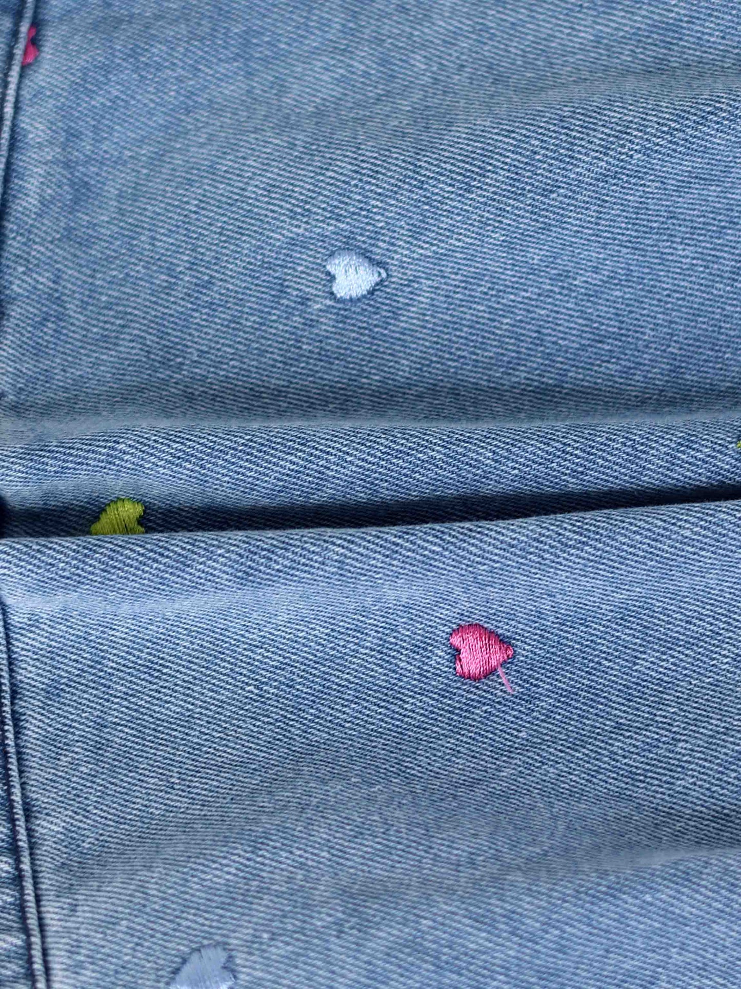 Embroidered Heart Denim Skirt