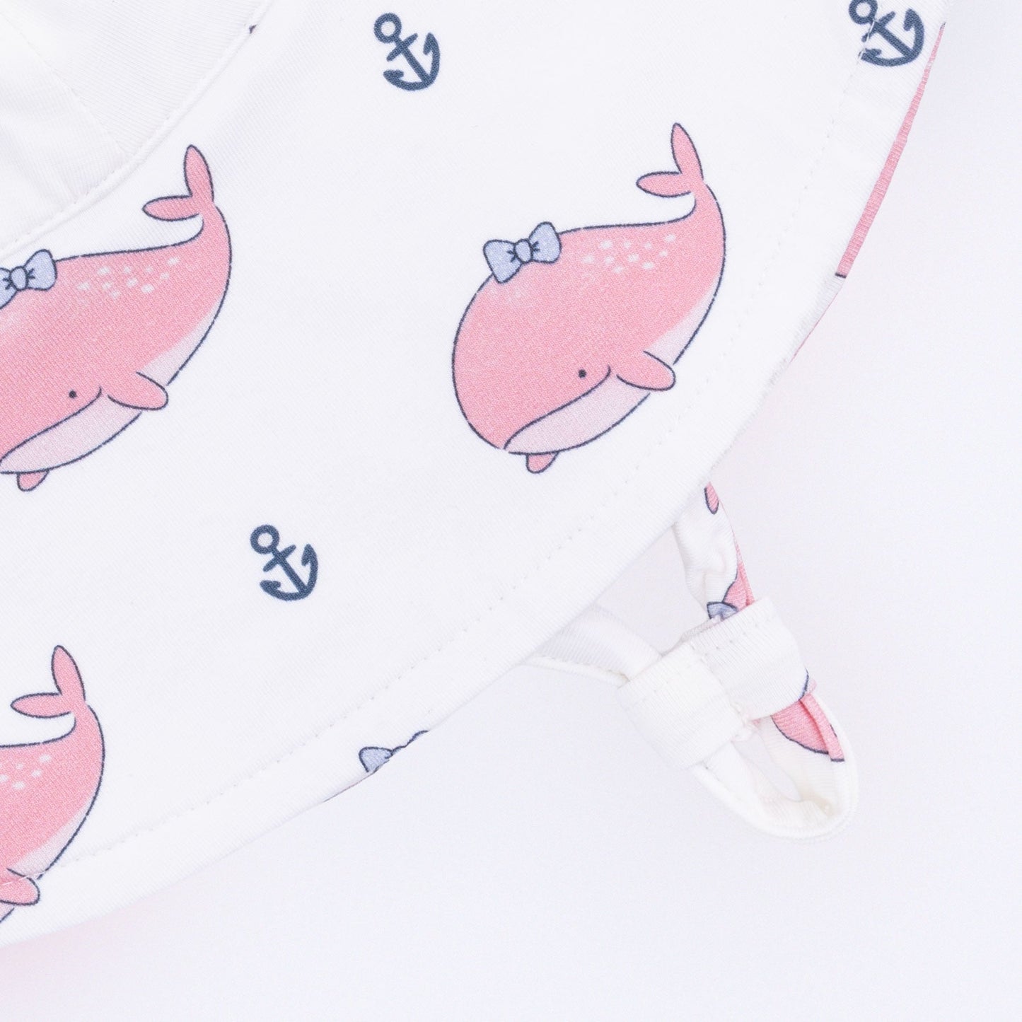 Bubbly Whale with Bow Pink - Wide Brim Sun Hat