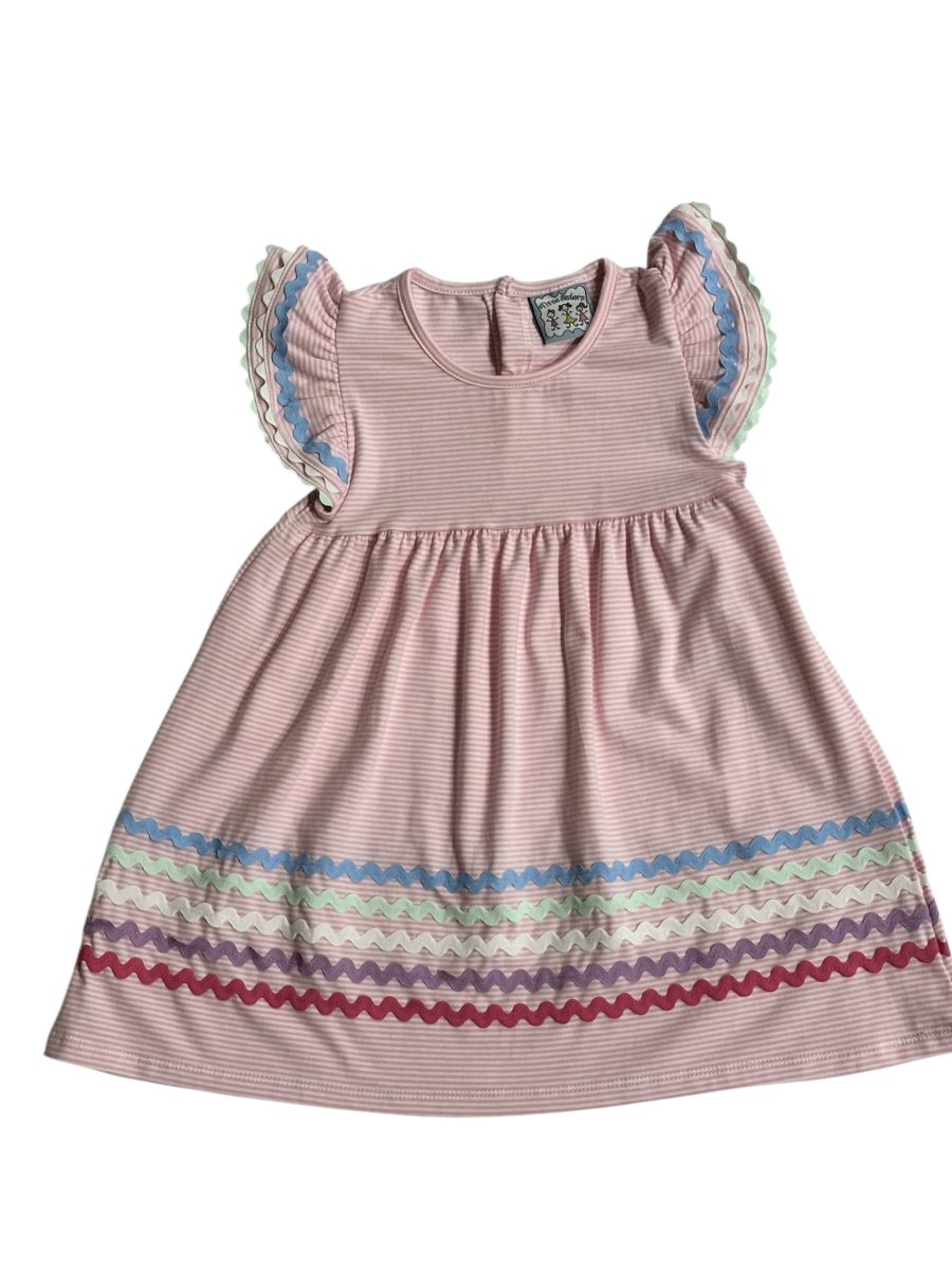 Sweet Pink Stripe Ric Rac Dress