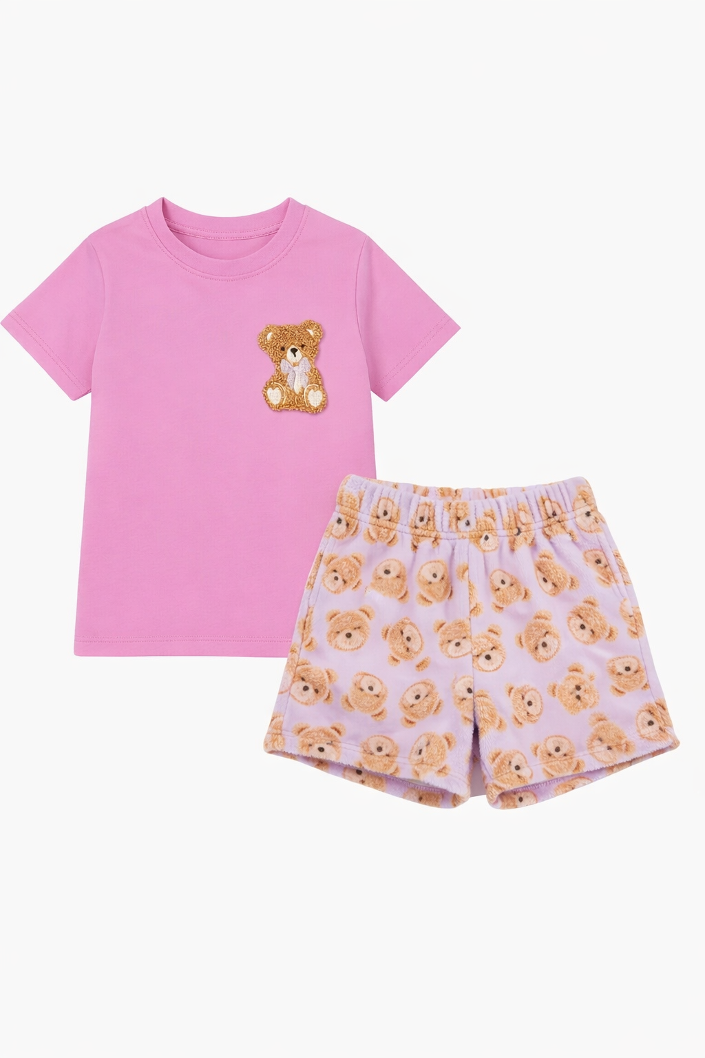Girls Teddy Bear Patch Short Sleeve Tee | Organic Cotton Boutique Top – Bossier City Louisiana