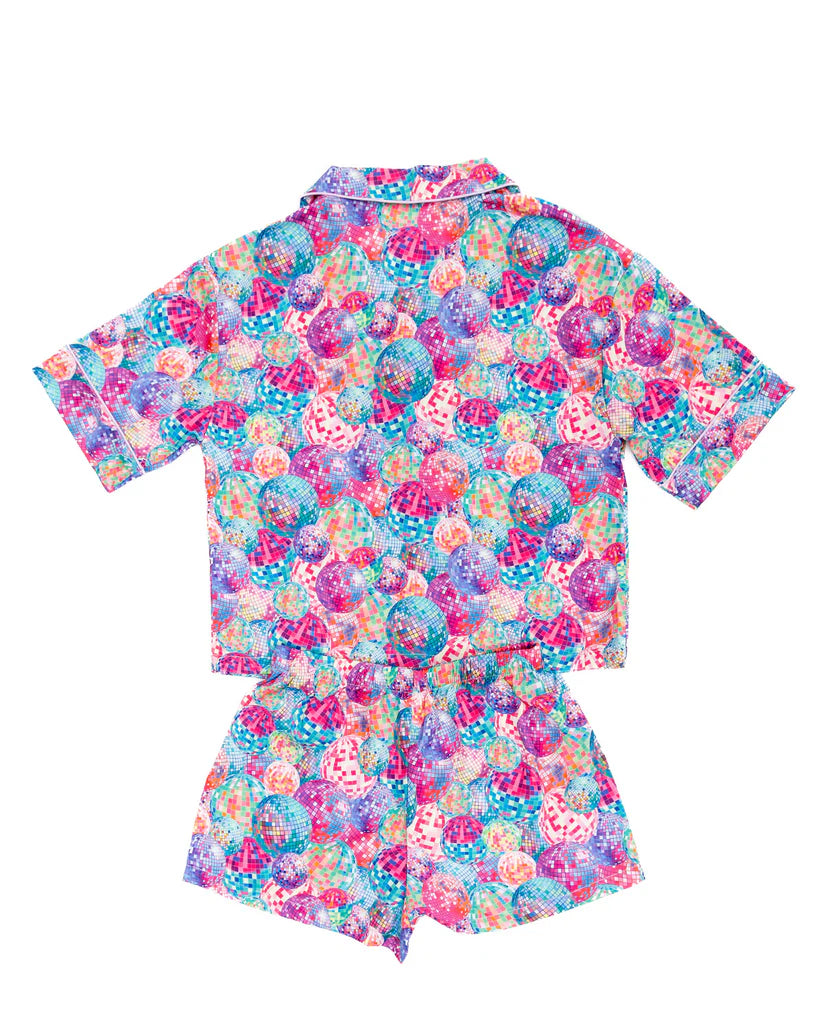Kids Silky Disco Queen Pajama Set – Girls Short Sleeve Lounge Set