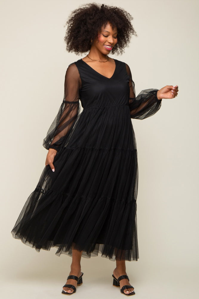 black mesh overlay dress Megan Sheer Overlay Dress Black main image 1