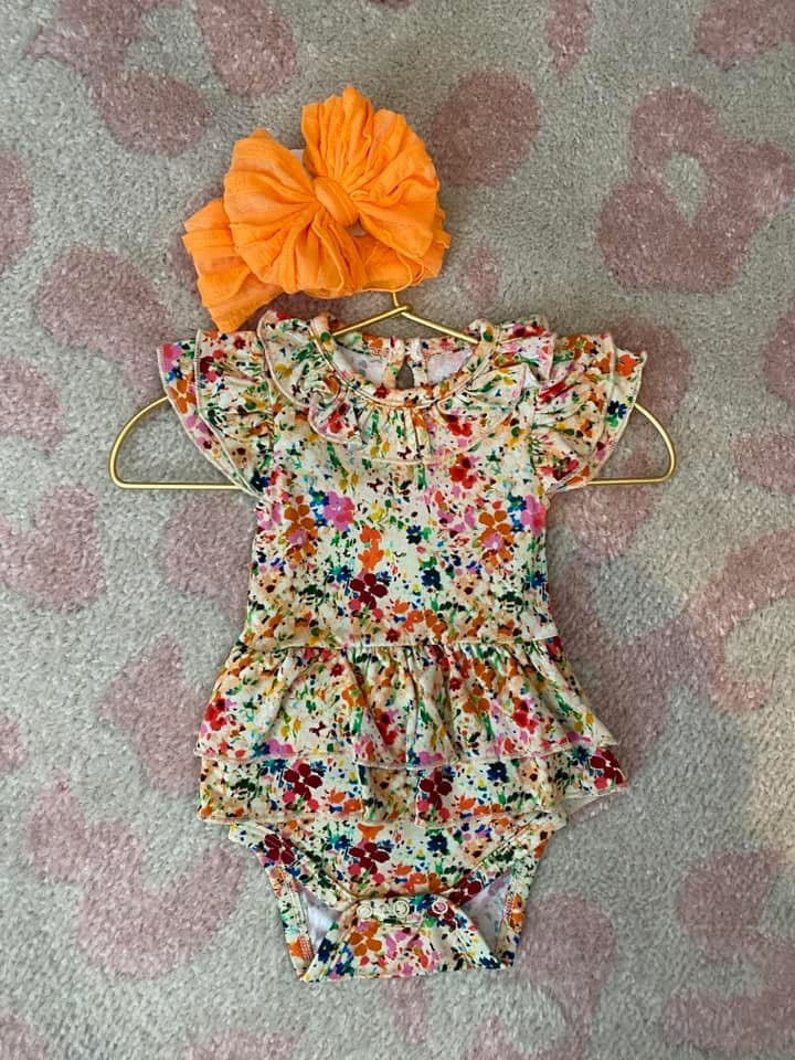 Ruffled Headband- Neon Orange