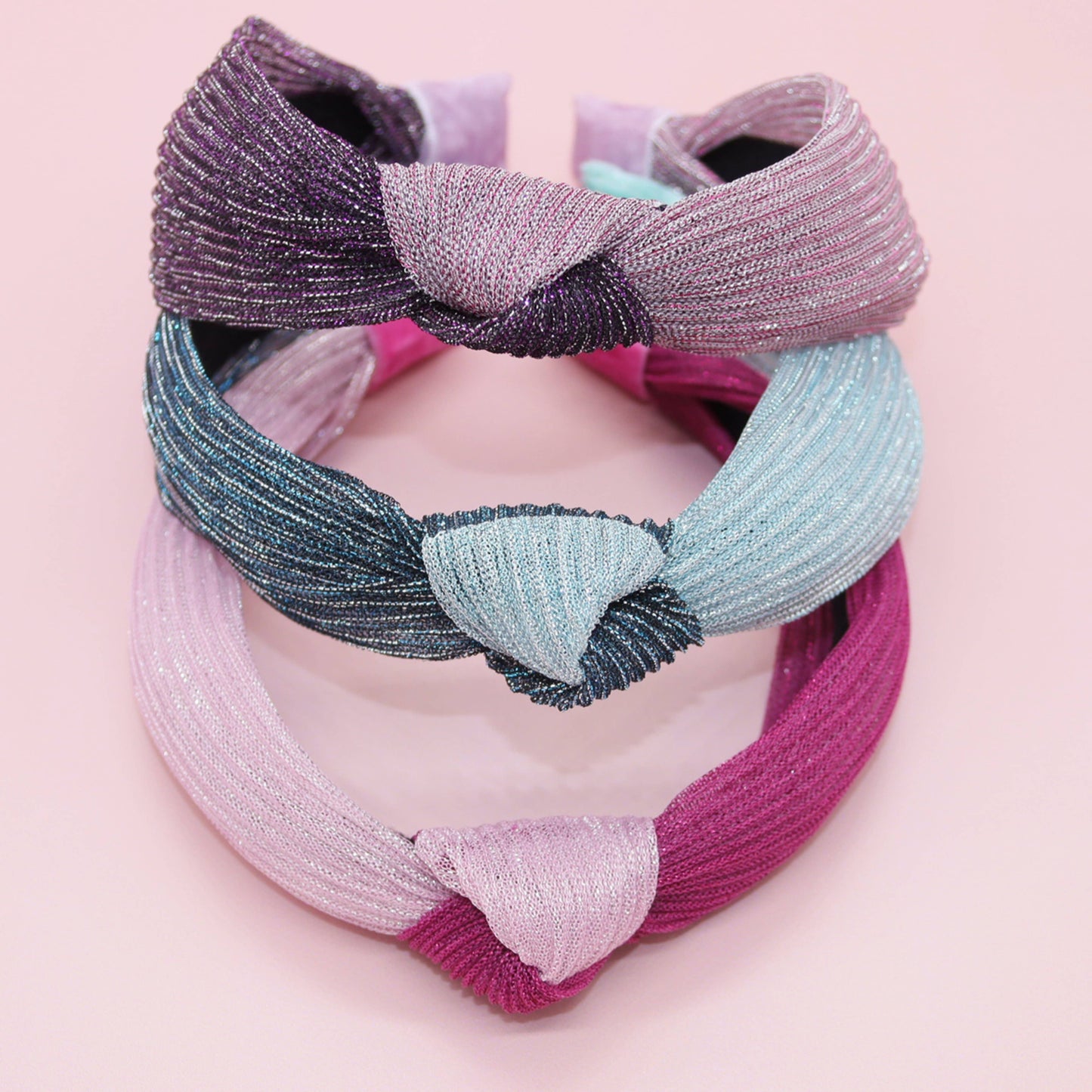 Two Tone Pleated Knot Headbands