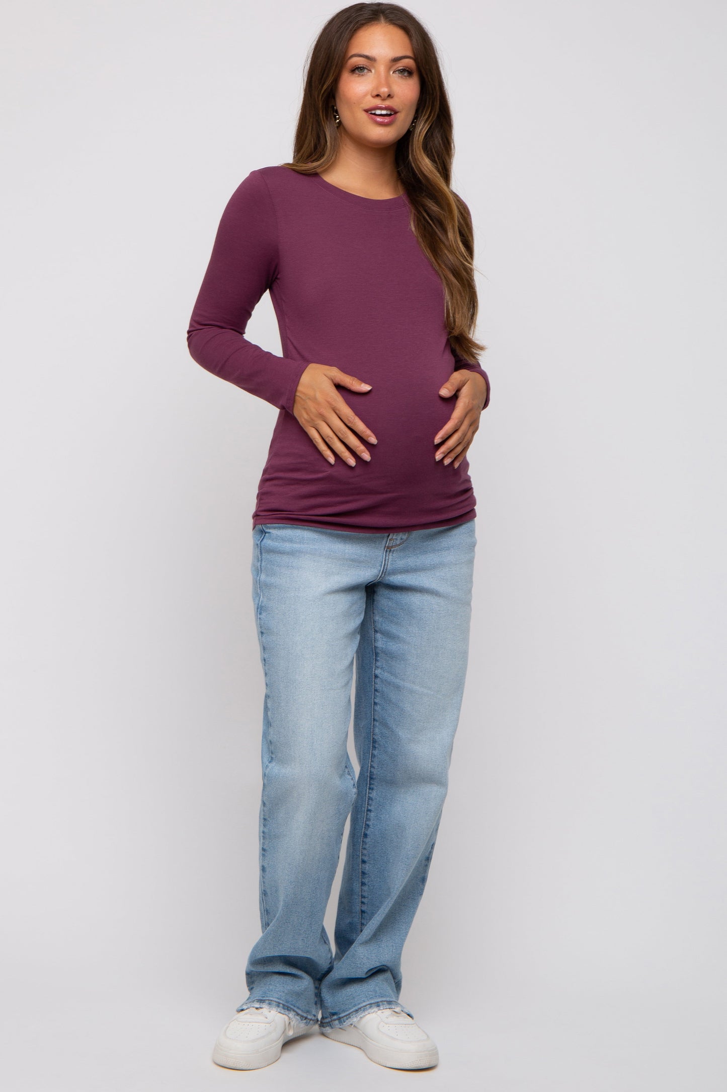 Plum Long Sleeve Maternity Top