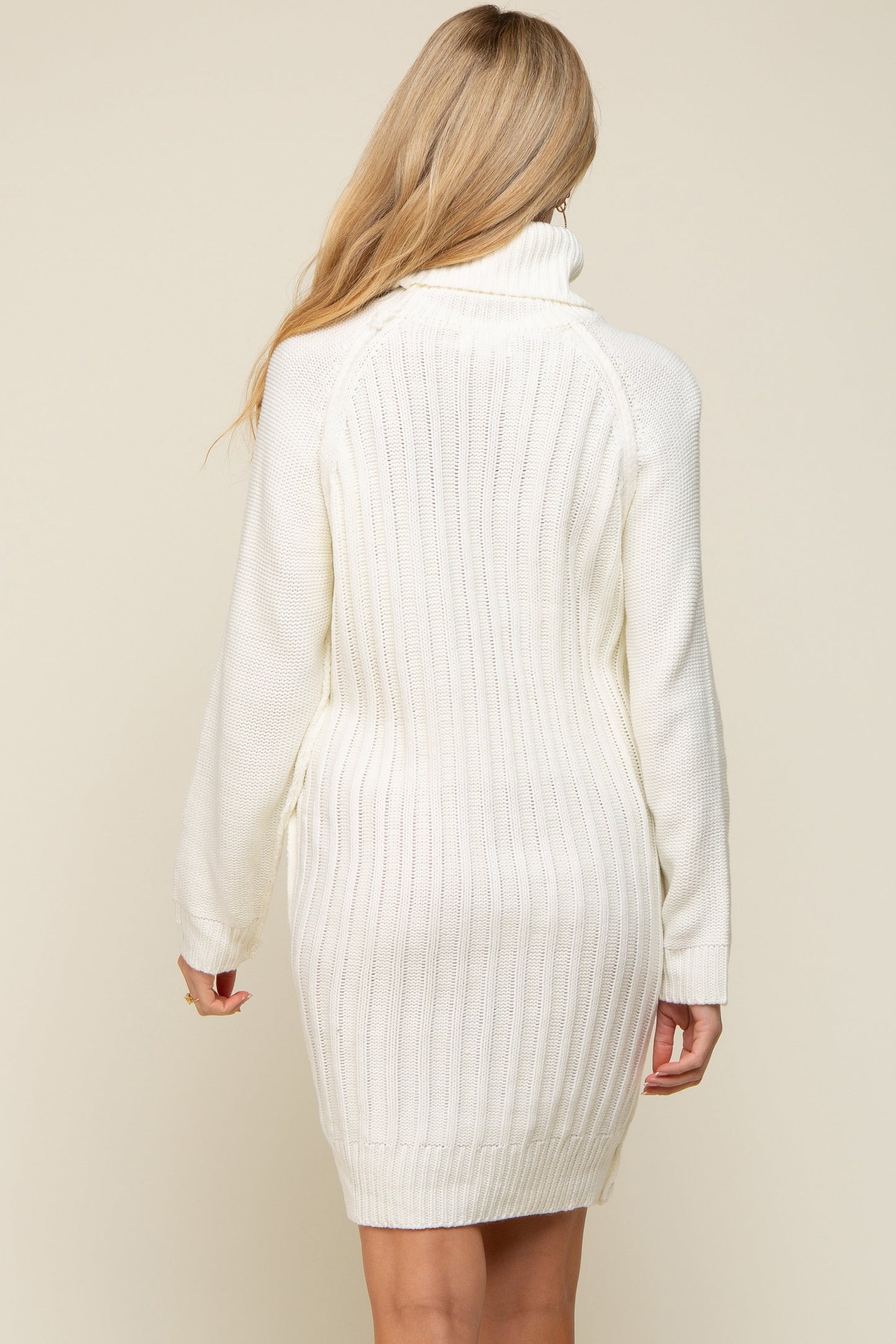 Ivory Turtleneck Maternity Sweater Dress