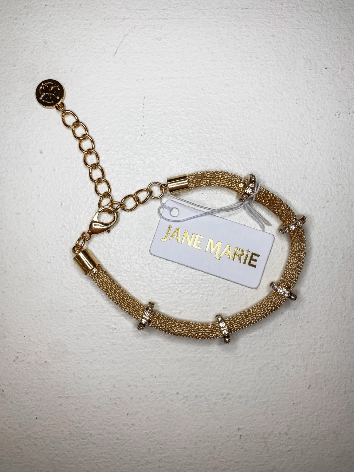 Radiant Mesh Rhinestone Bracelet – Gold Adjustable by Jane Marie