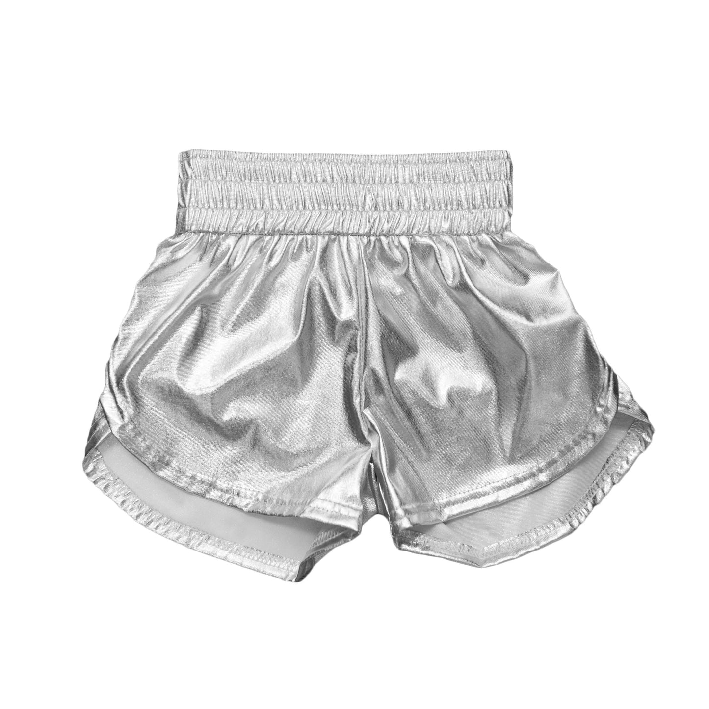 Women's Metallic Shorts - Silver