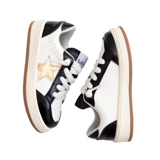 Black and Gold Star Adult Sneakers