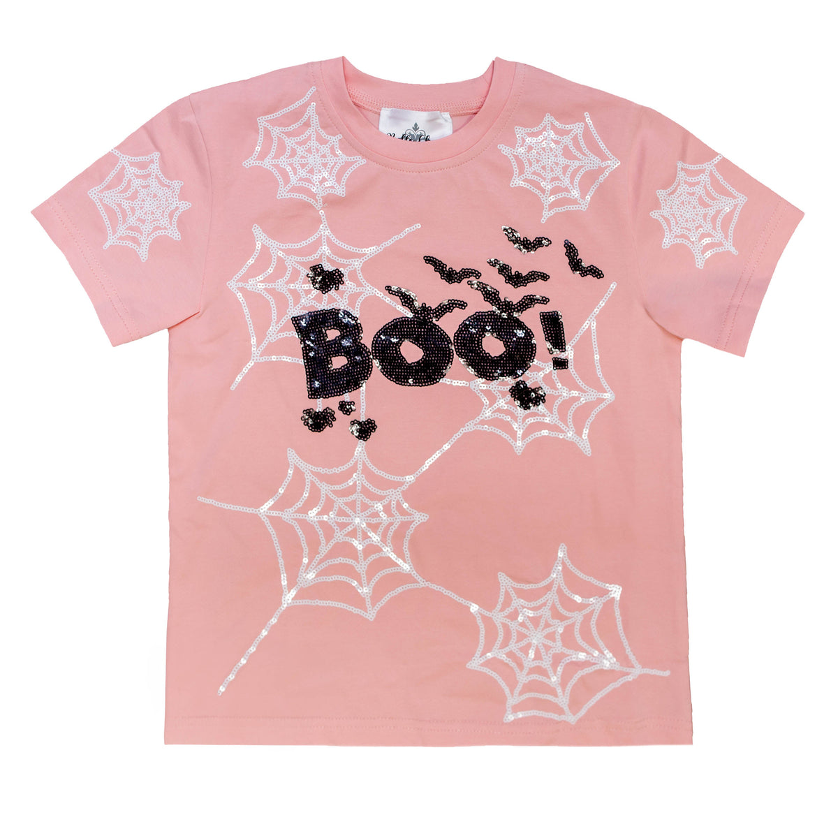 Kids' Pink Boo Spider Web Shirt