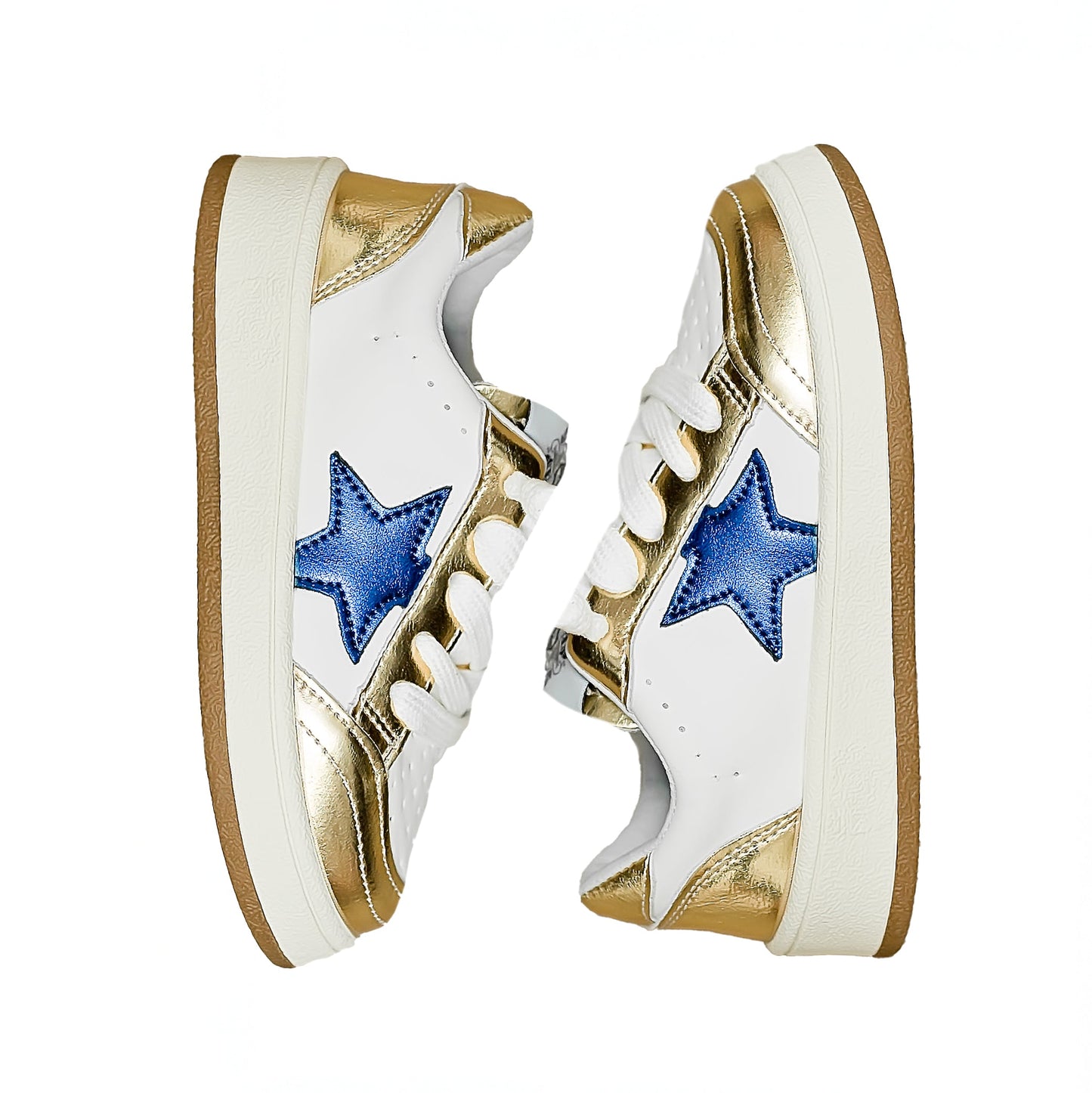 Royal Blue and Gold Star Adult Sneakers