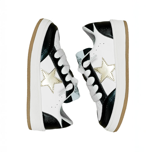 Black and Gold Star Kid Sneakers
