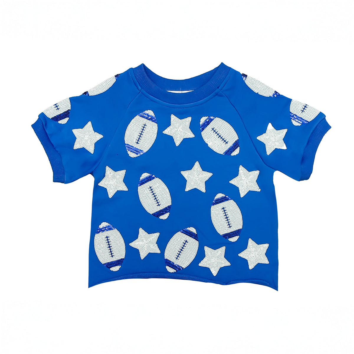 Women's Sequin Football Top - Royal Blue
