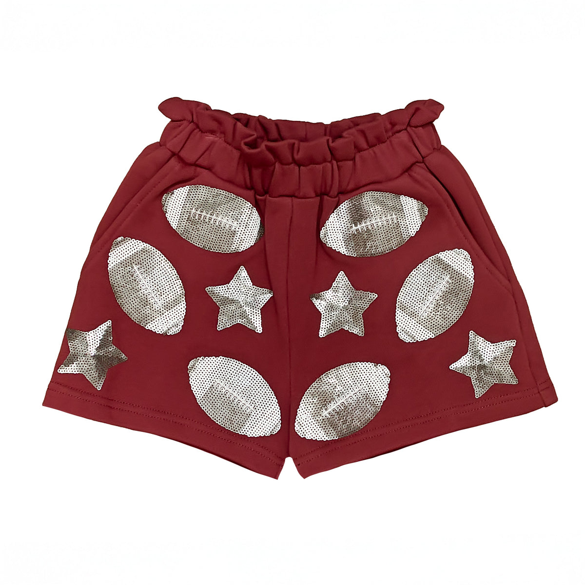 Kids' Sequin Football Shorts - Maroon