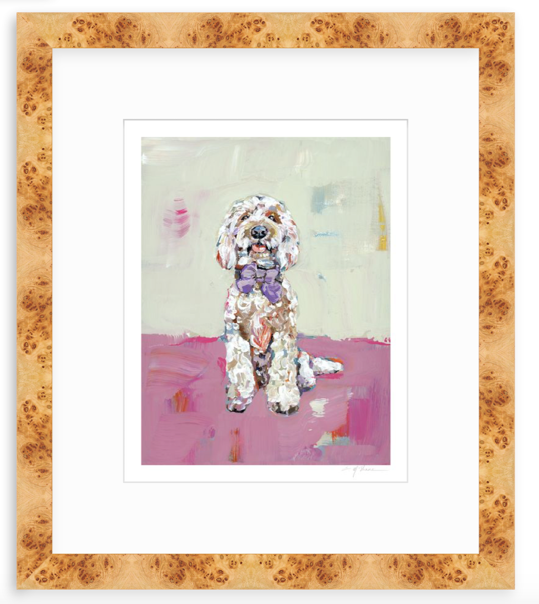 Doodle Dog (pink background) Fine Art Print