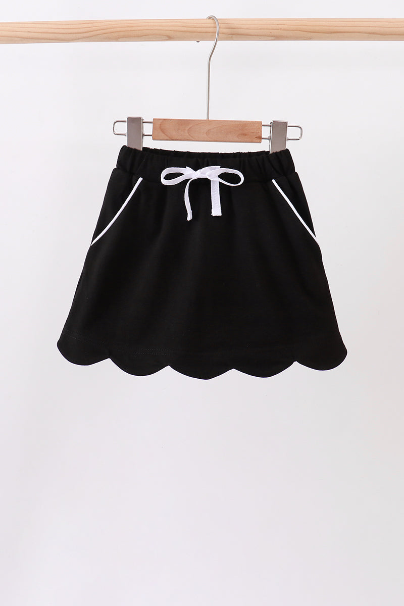 Black scallop hem bow skort – The Prissy Pelican