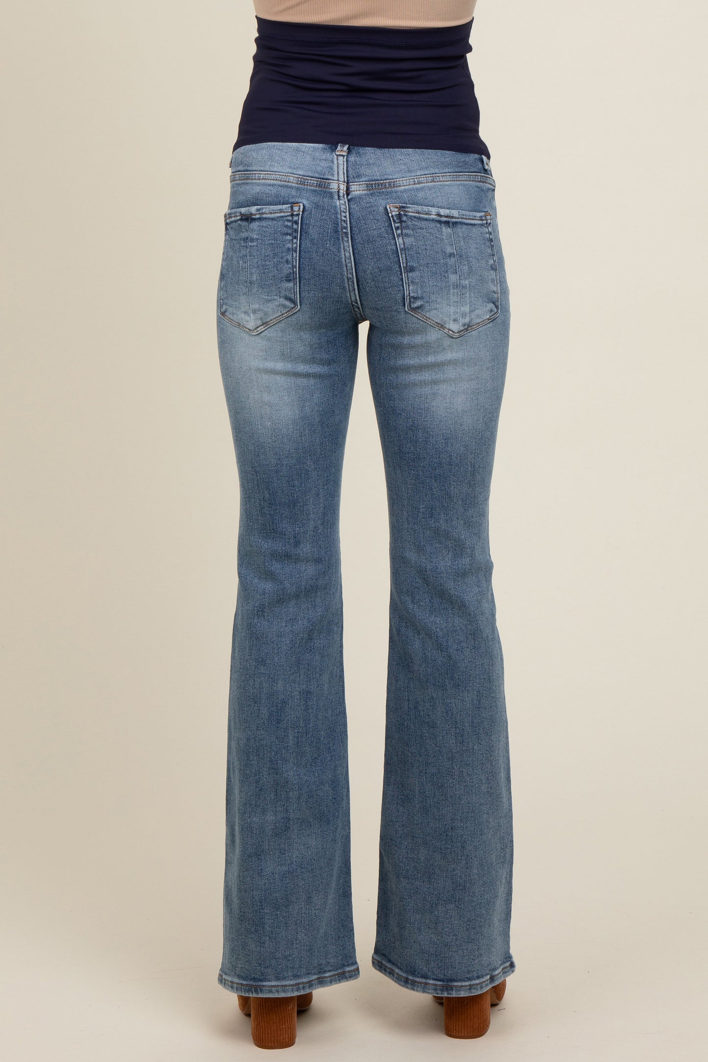 Light Blue Vintage Wash Maternity Flare Jeans