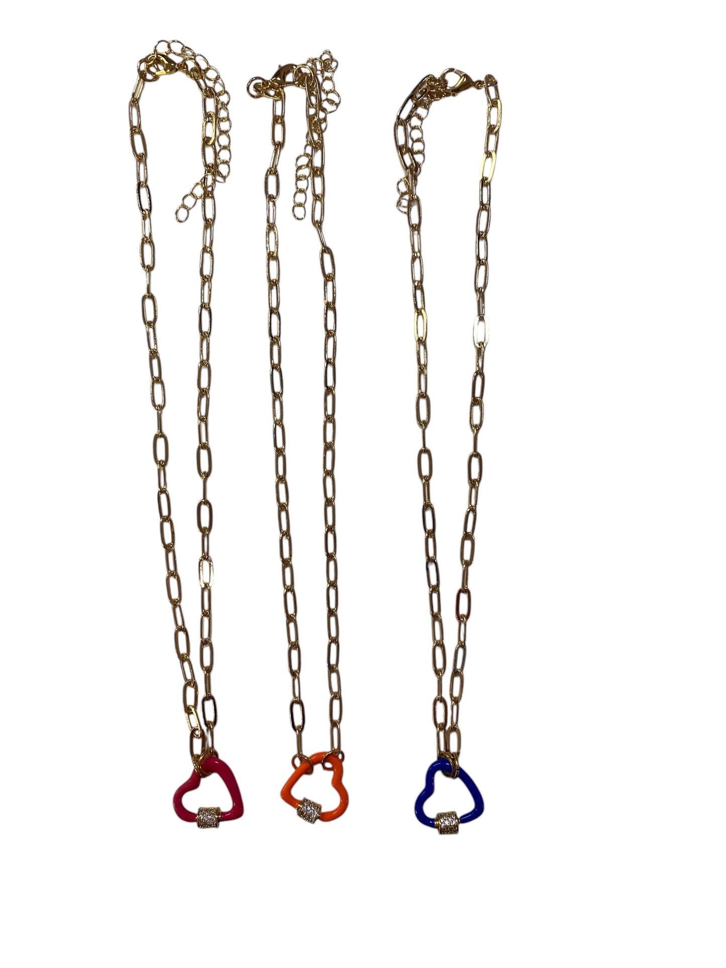 Kids 14" Gold Lobster Claw, Heart Necklace