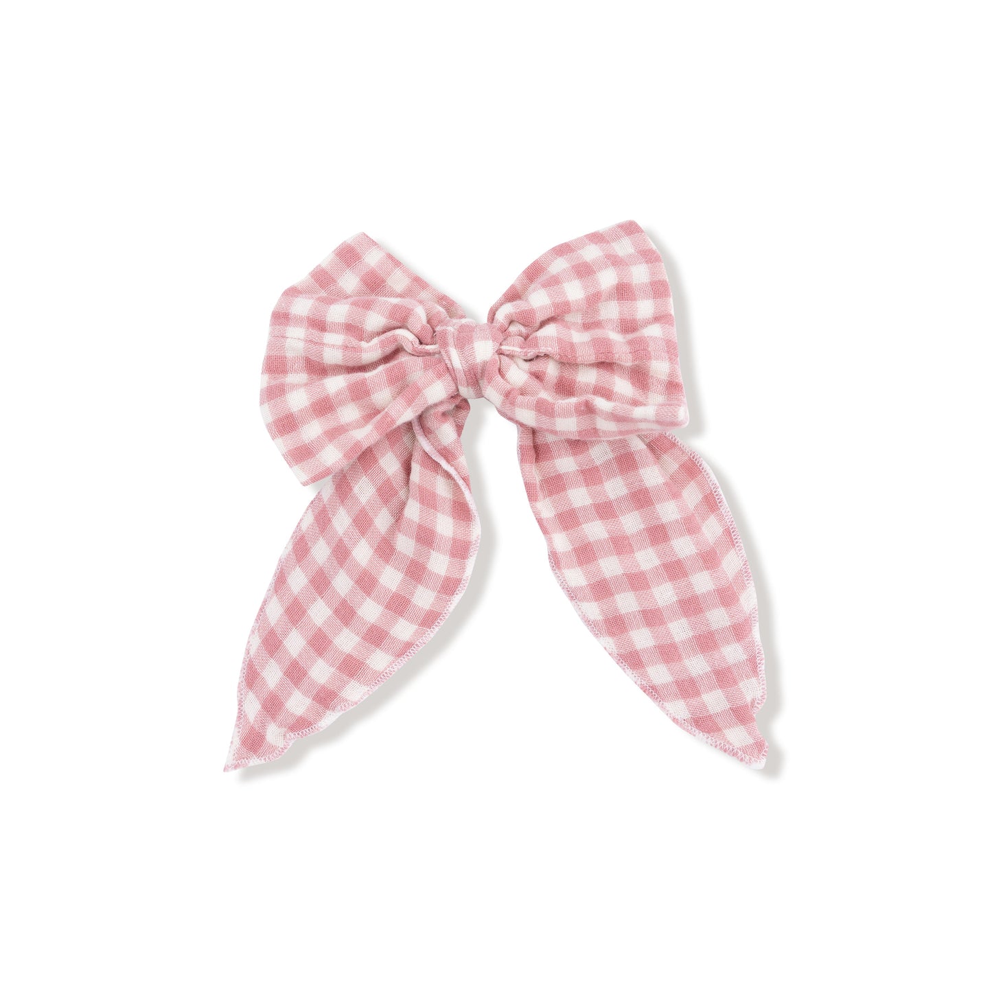 Rose Pink Plaid - Bow with Tails Clip In
