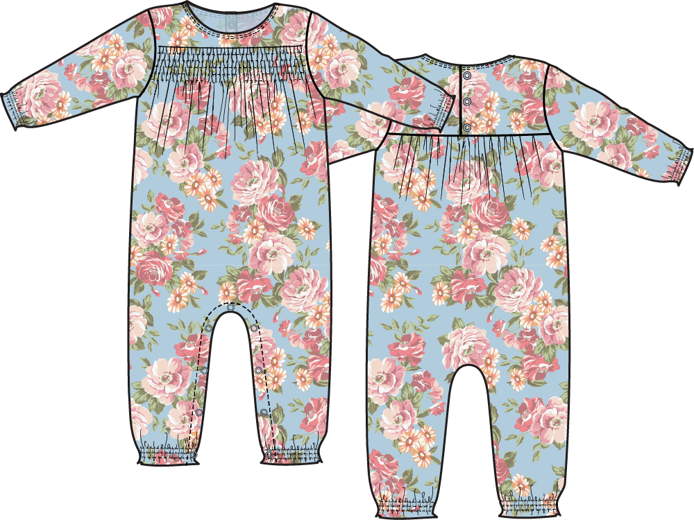 Angeline Floral - Smocked Long Sleeve Romper