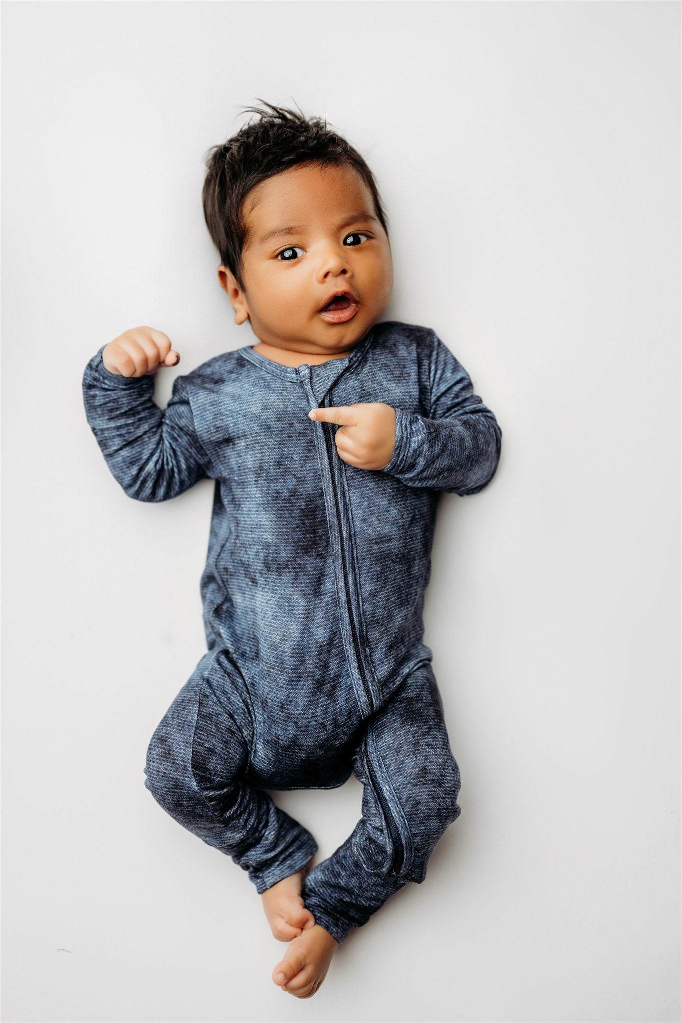 Denim Print Zip Footie
