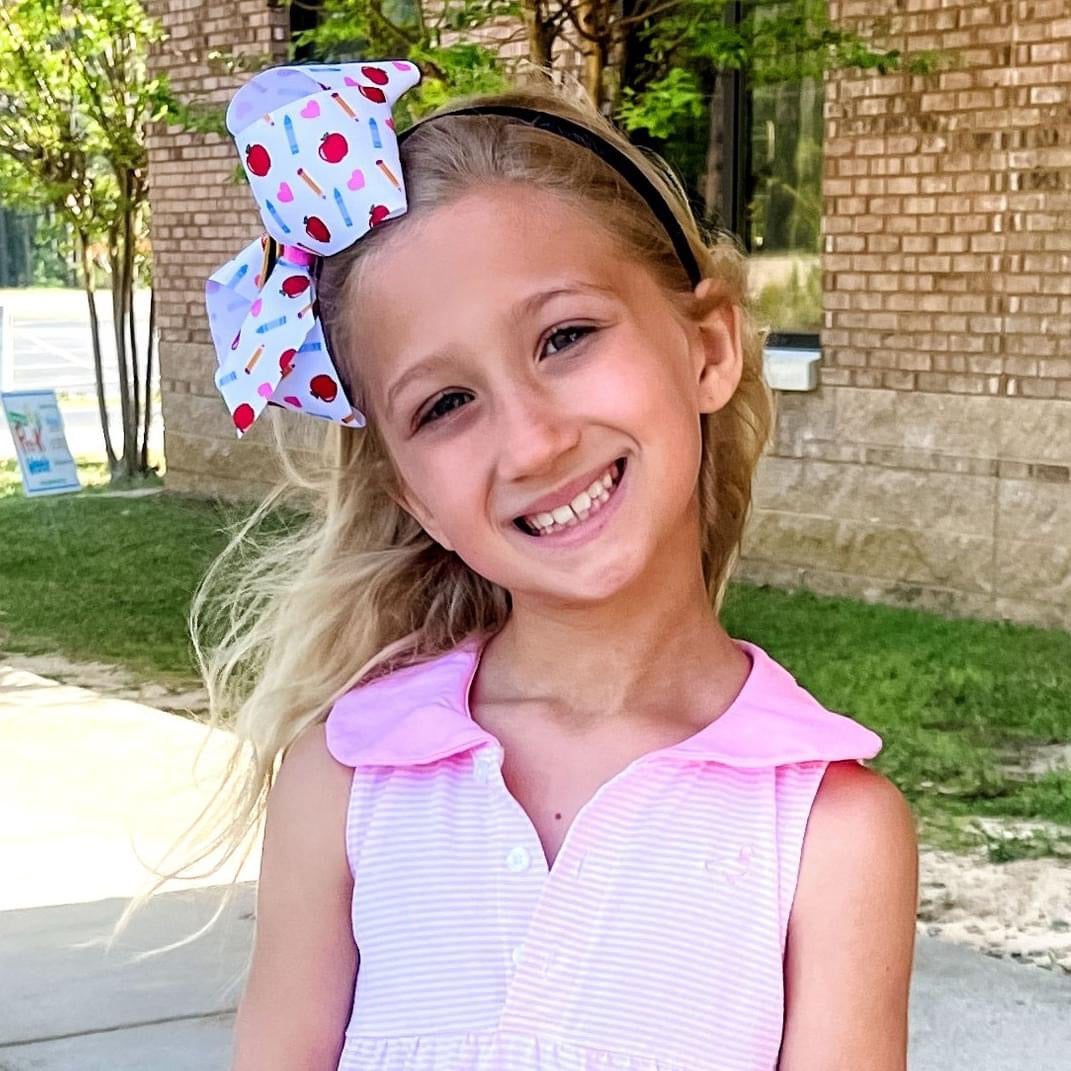 Apple School-themed Printed Grosgrain Hair Bow