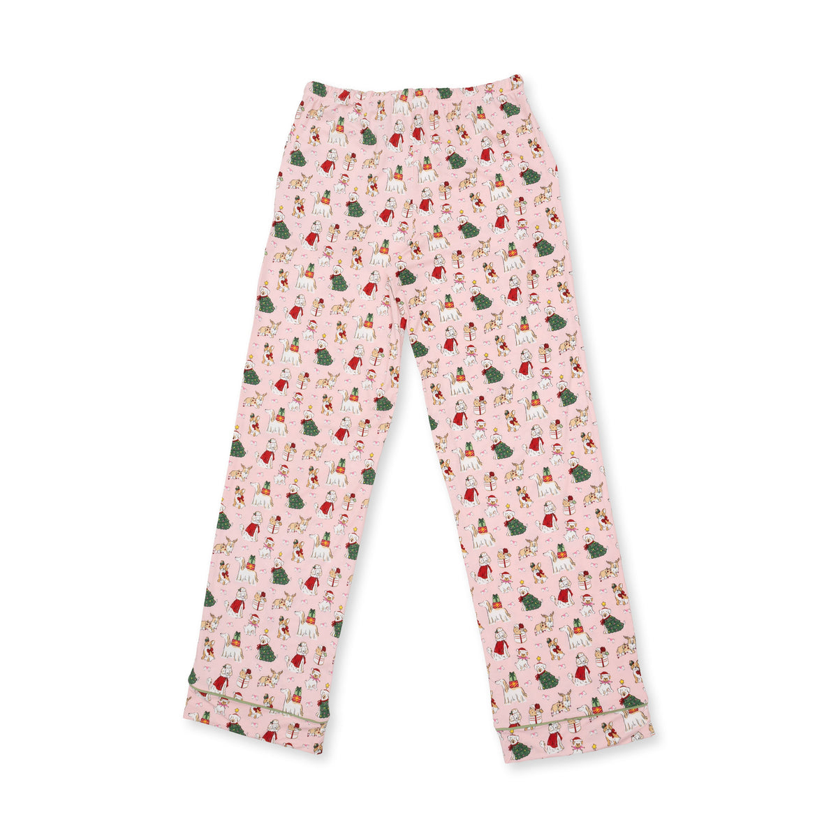 Christmas Dogs Pink - Bamboo - Adult Long Sleeve Coat Style and Pant with Pockets
