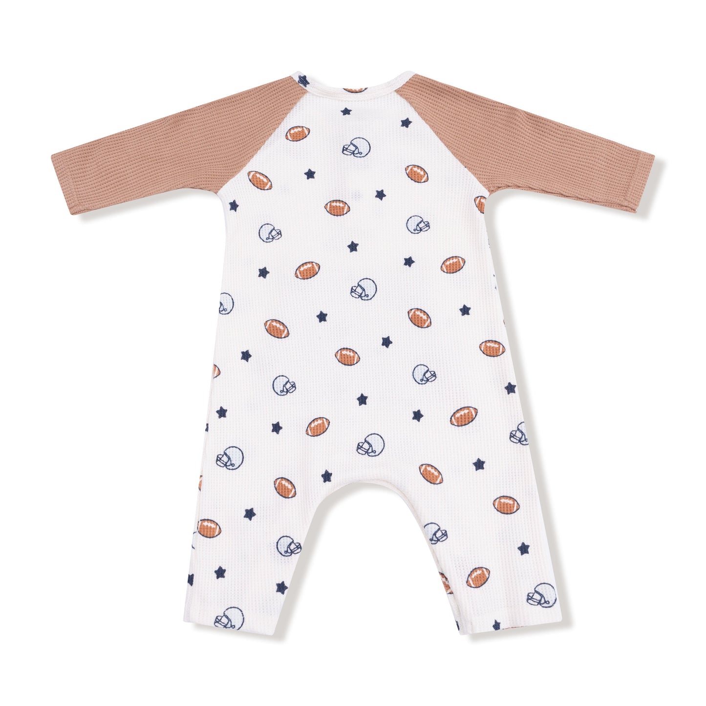 Footballs and Stars - Long Sleeve Raglan Henley Romper and Kanga Pocket