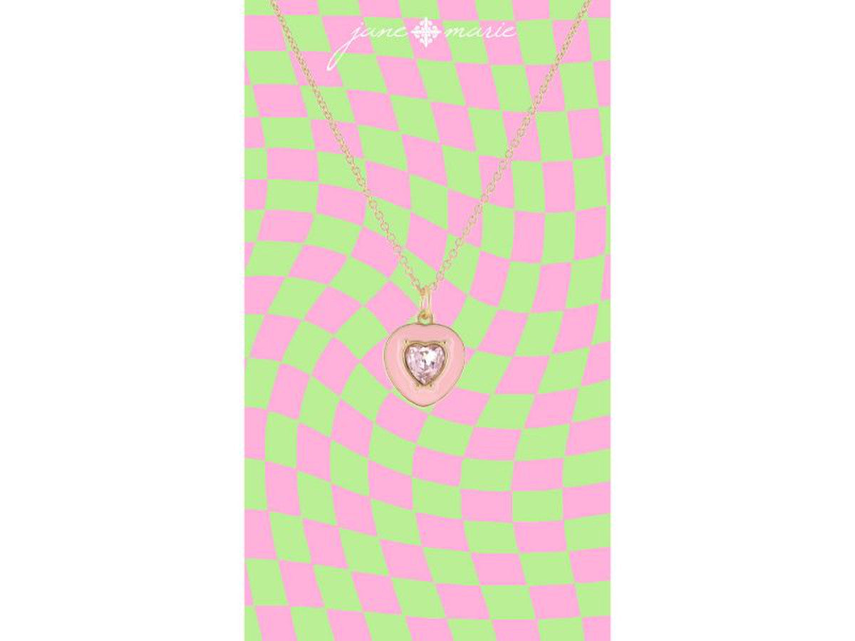 Pink Enamel Heart Necklace