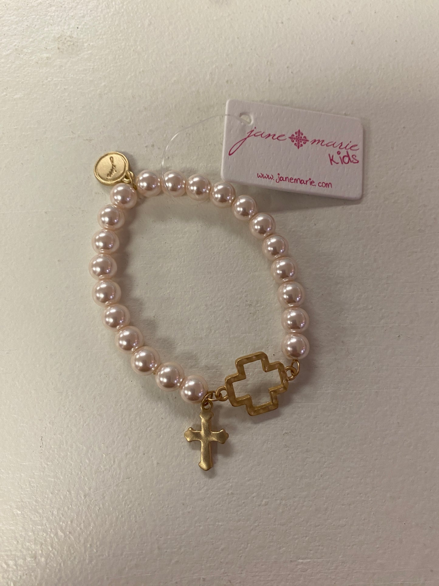 Cross pink pearl bracelet