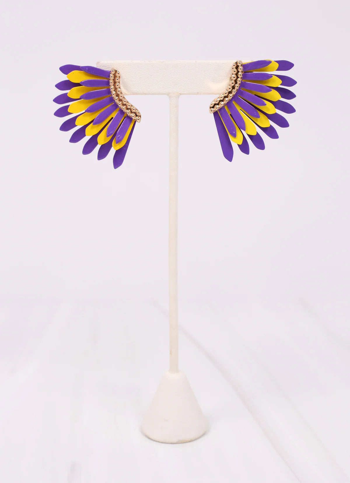Fernie Metal Fan Earring PURPLE YELLOW