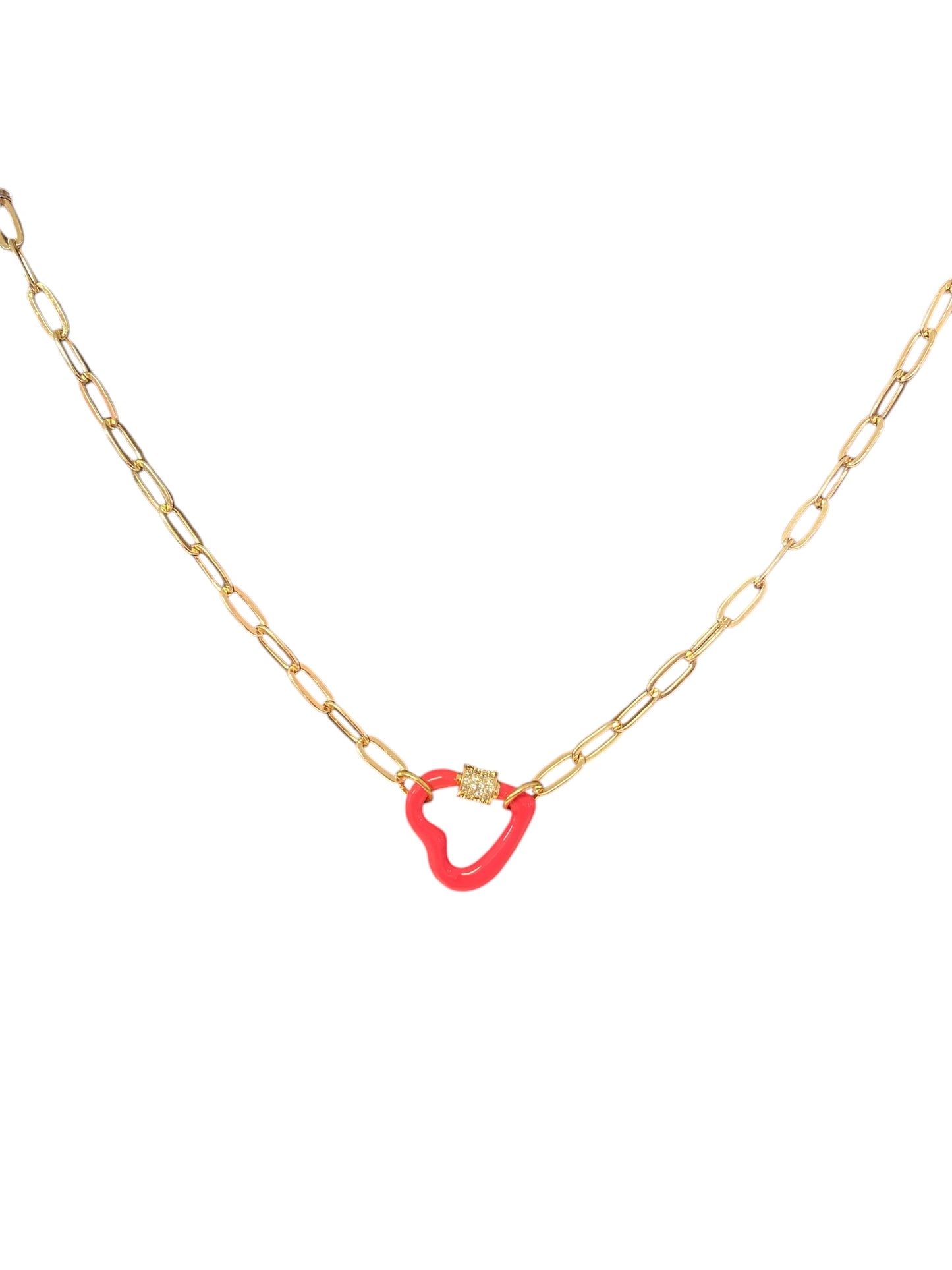 Kids 14" Gold Lobster Claw, Heart Necklace