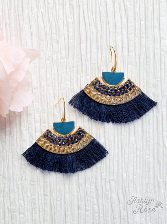 On a Safari Tassel Earrings, Royal Blue