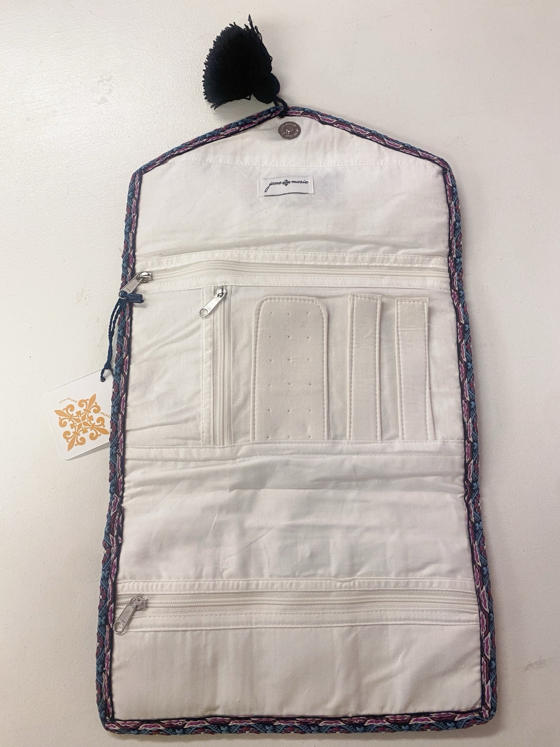 Boho Sunset Woven Jewelry Organizer – Travel Case With Black Tassel