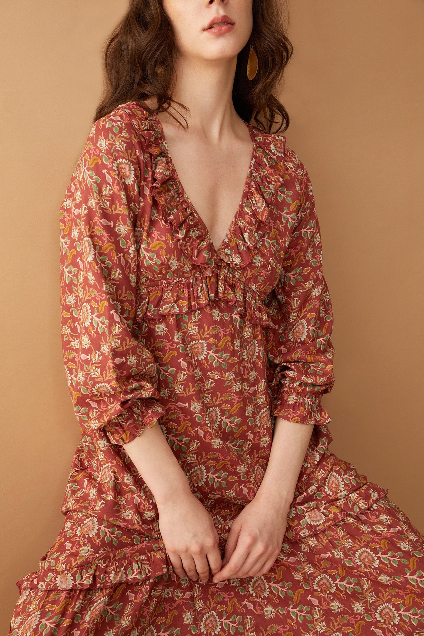 Bohera Camille V-Neck Ruffle Dress