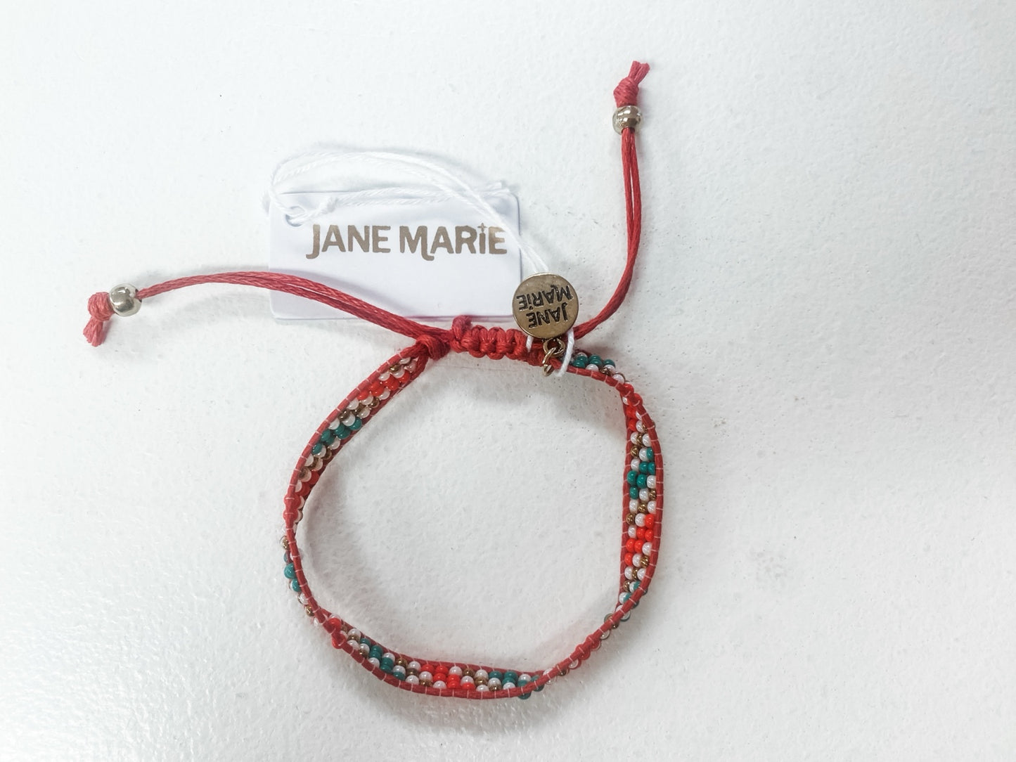 Holiday Confetti Beaded Bracelet – Red, Green & Gold Adjustable Cord Bracelet