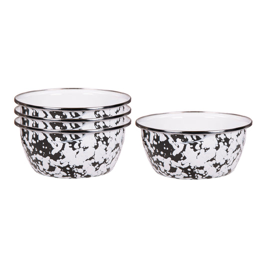 Black Swirl Salad Bowls - Set of 4, Black