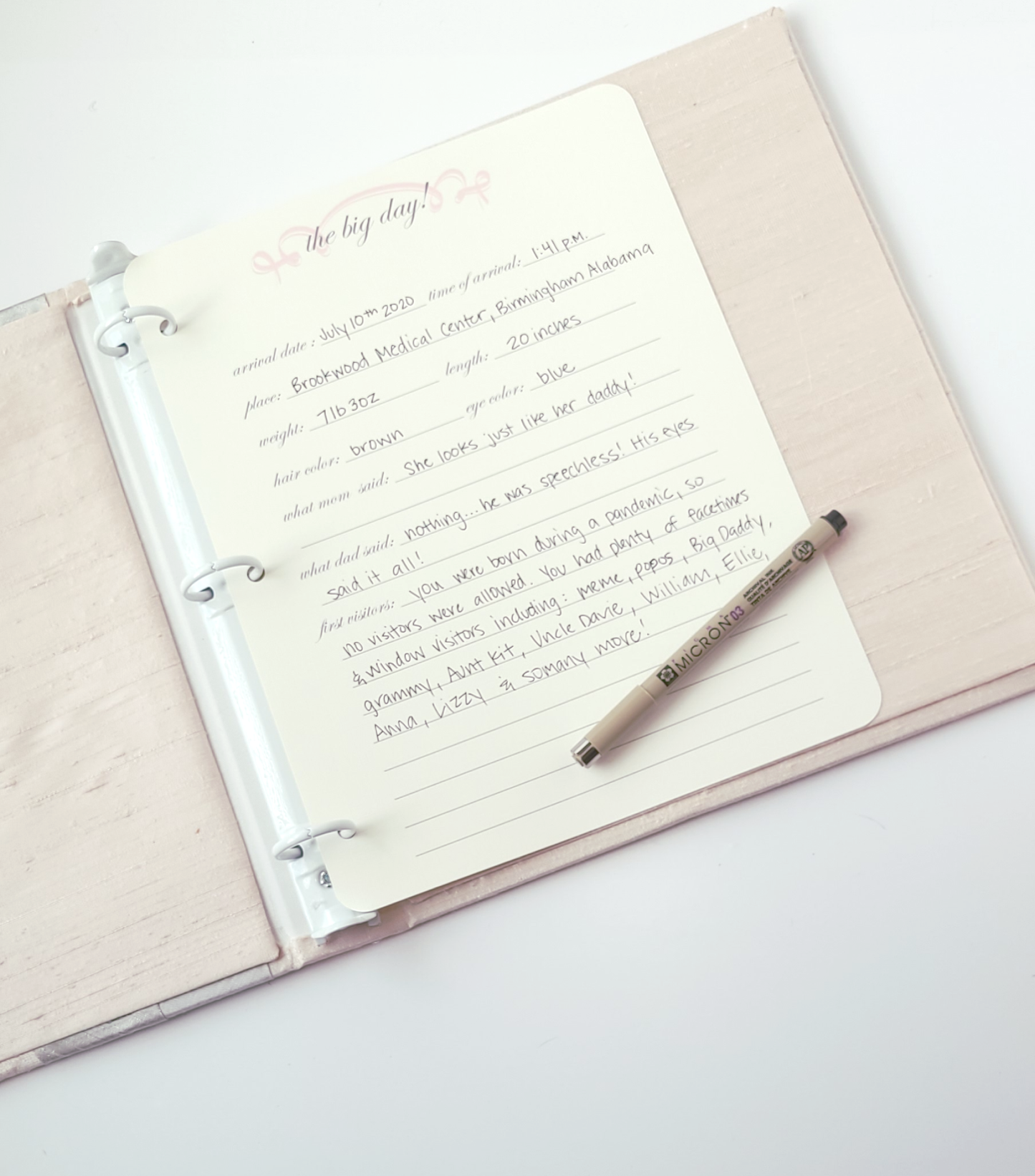 Baby Memory Book - Blue Linen (w/o Bow)
