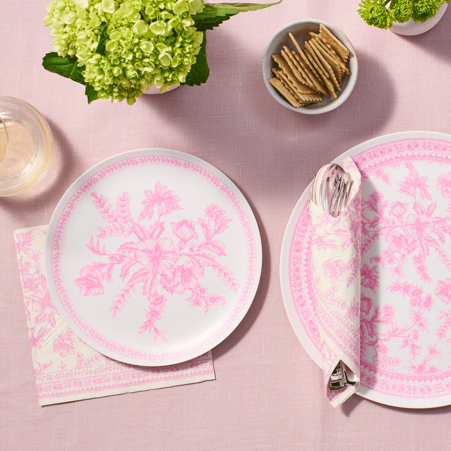 Bamboo Pink Toile Large Plates (Pack of 4)