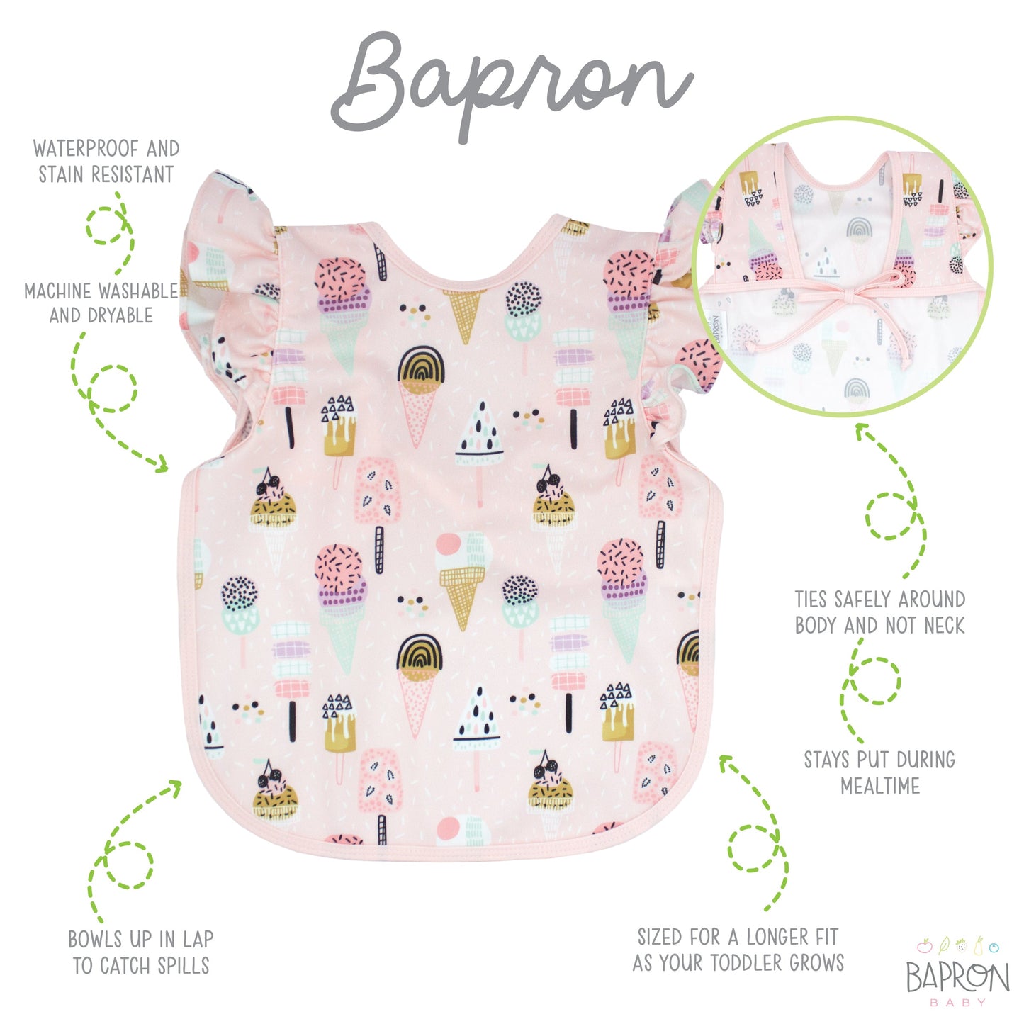 Pink Ice Cream Flutter Bapron